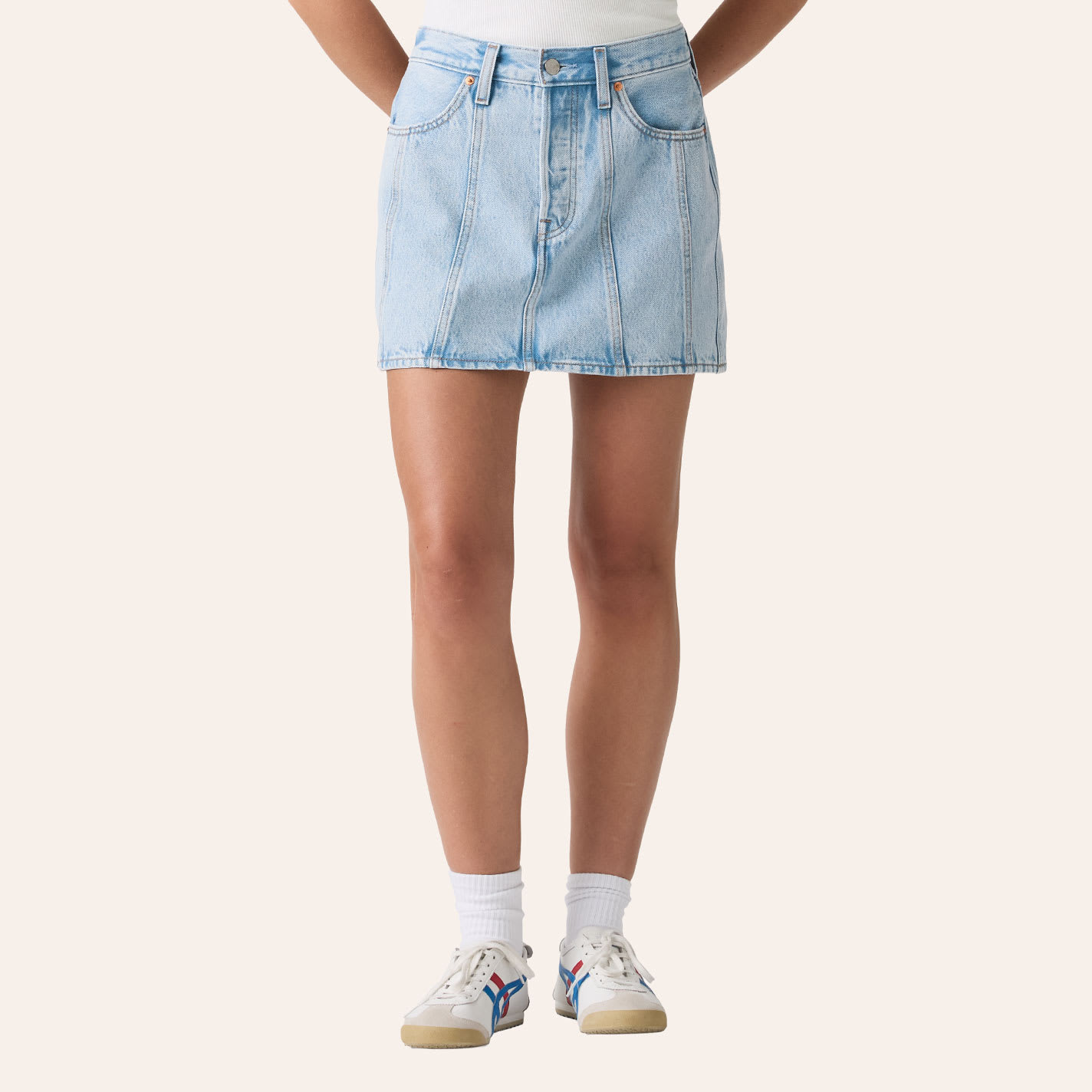 Levi 's Women's Icon Light Wash Denim Seamed Mini Skirt In Lt Stonewash
