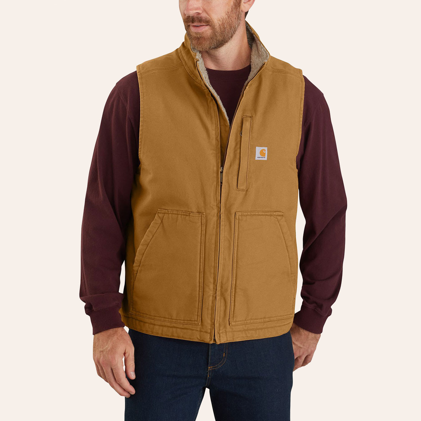 Carhartt Men's  Brown Sherpa Lined Vest