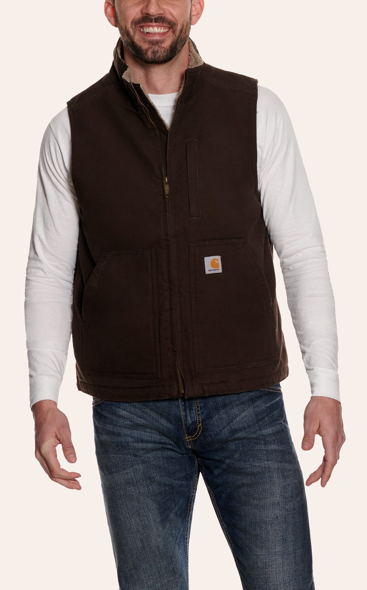 Carhartt Men's Dark Brown Sherpa-lined Work Vest