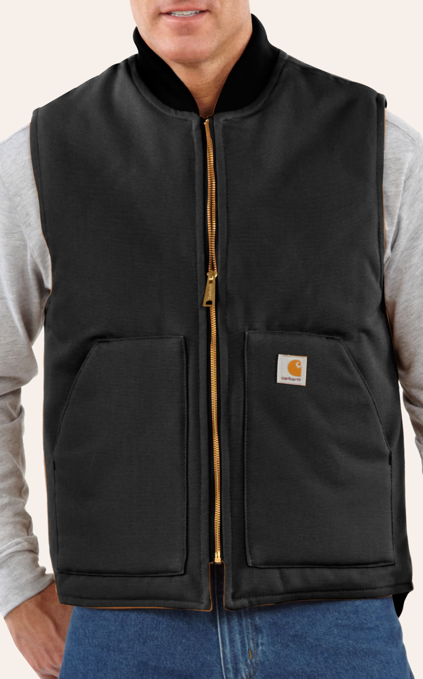 Carhartt Carharatt Men's Washed Black Relaxed Fit Insulated Work Vest