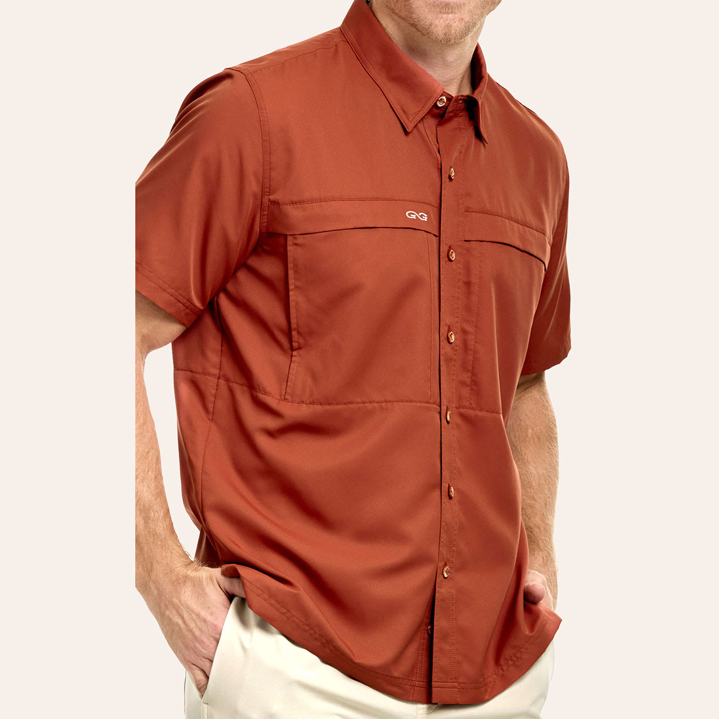 Gameguard Outdoors Men's Copper Microfiber Fishing Shirt In Brown