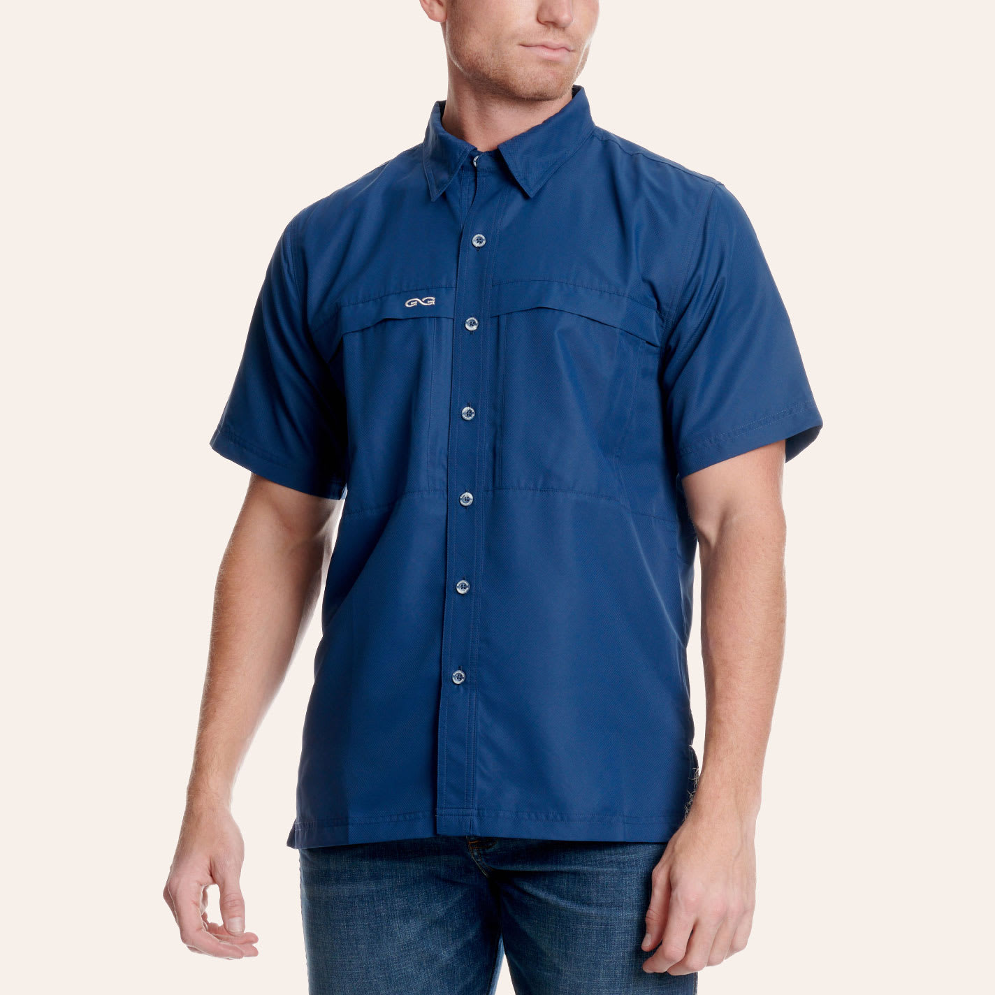 Gameguard Outdoors Men's Deep Water Blue Microfiber Fishing Shirt