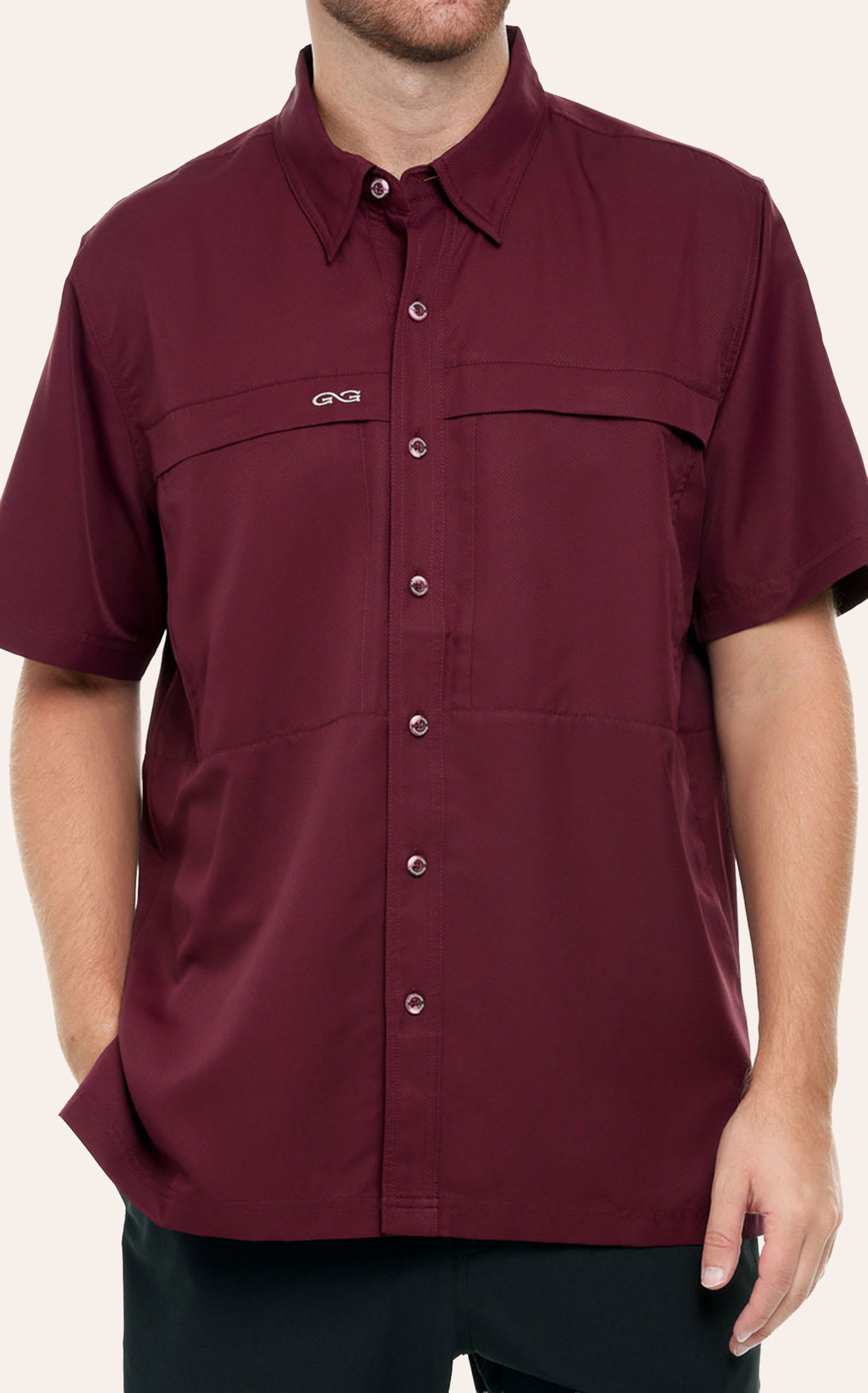 Gameguard Outdoors Men's Rich Wine Microfiber Fishing Shirt In Burgundy