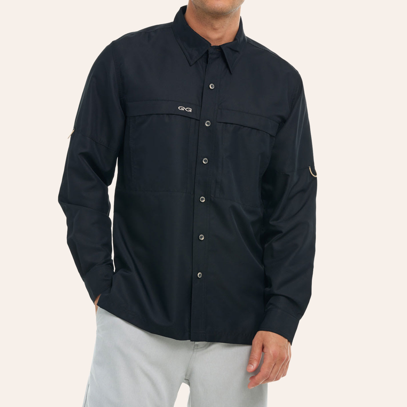 Gameguard Men's Explorer Navy Long Sleeve Fishing Shirt In Black