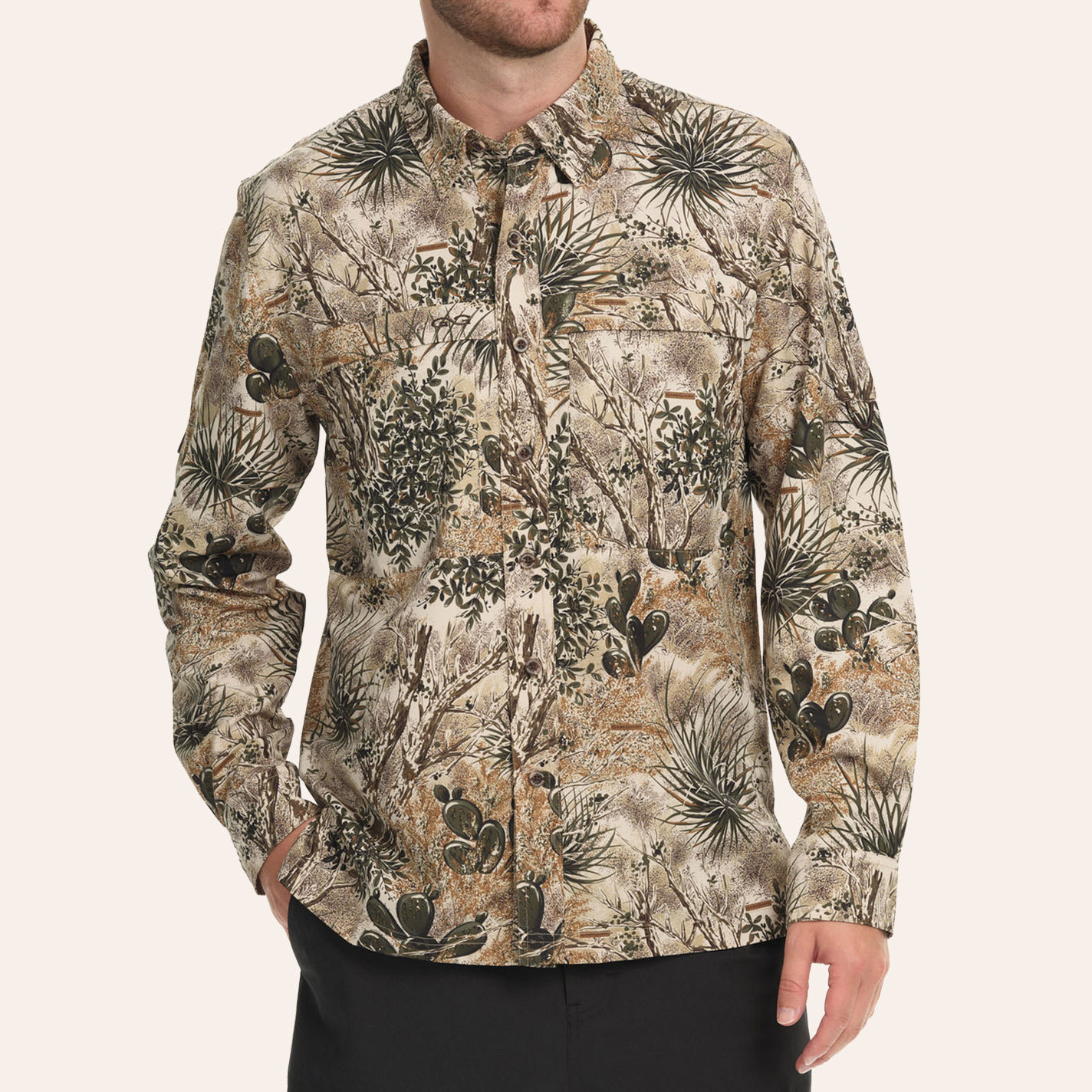 Gameguard Men's Explorer Camo Print Long Sleeve Fishing Shirt In Green