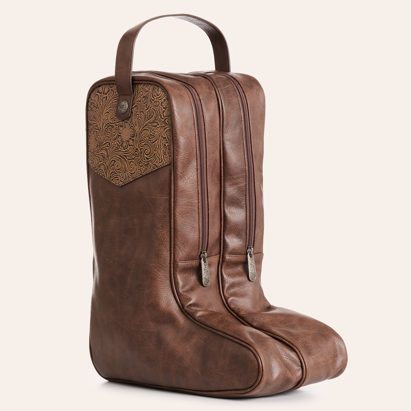 Justin Brown Tooled Leather Boot Bag