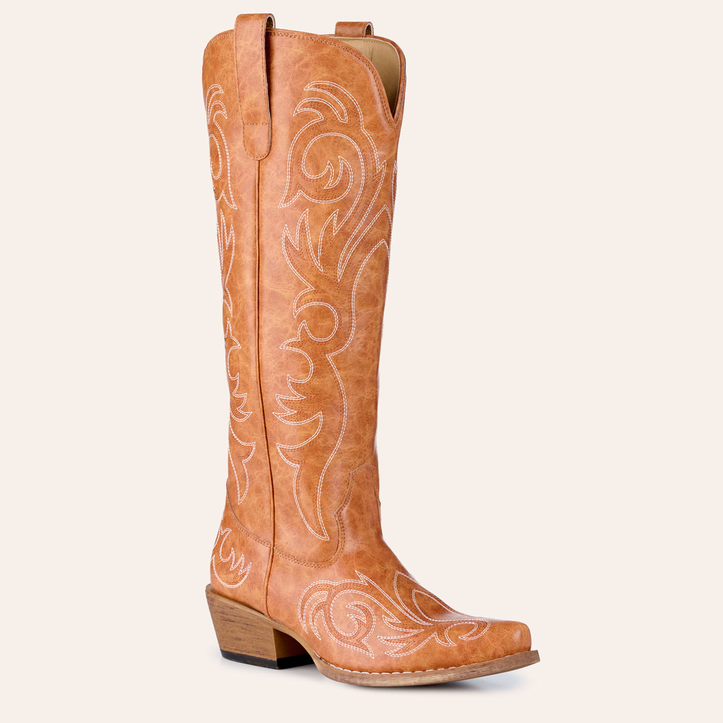 Roper Women's Ryder Tan Faux Leather Tall Snip Toe Cowboy Boots - 10xB - From Cavender's