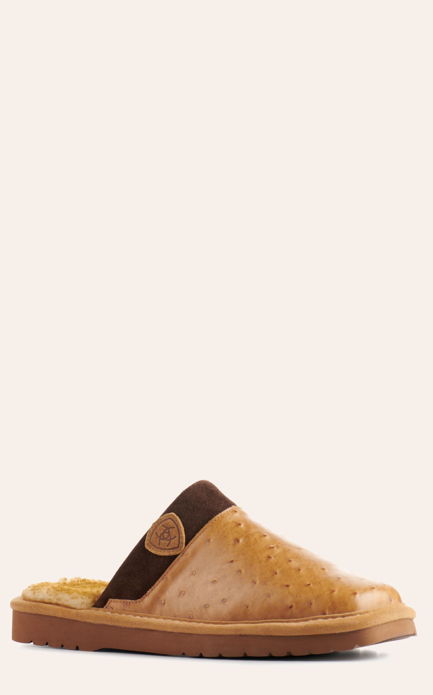 Ariat Men's Silversmith Tan Ostrich Print Slippers - 11xD - From Cavender's