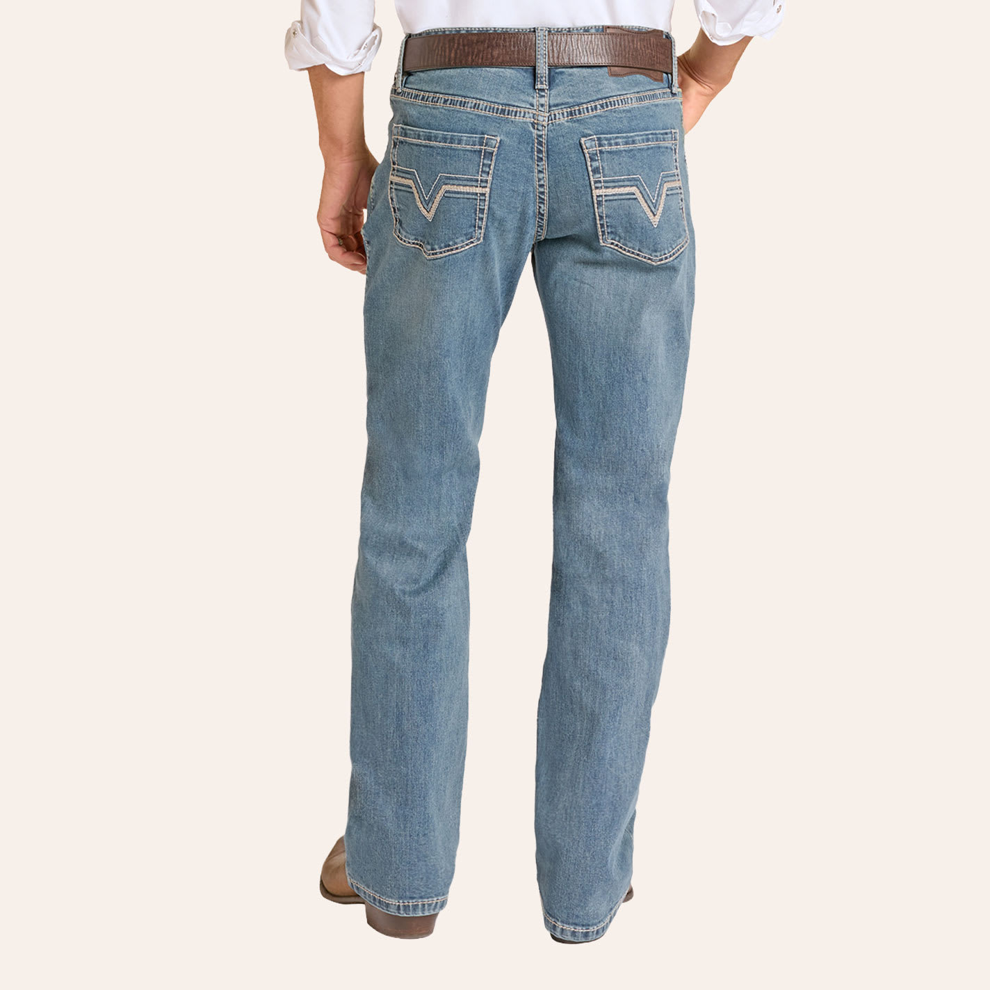 Rock & Roll Denim Men's Double Barrel Medium Wash Relaxed Fit Bootcut Jeans In Medium Blue