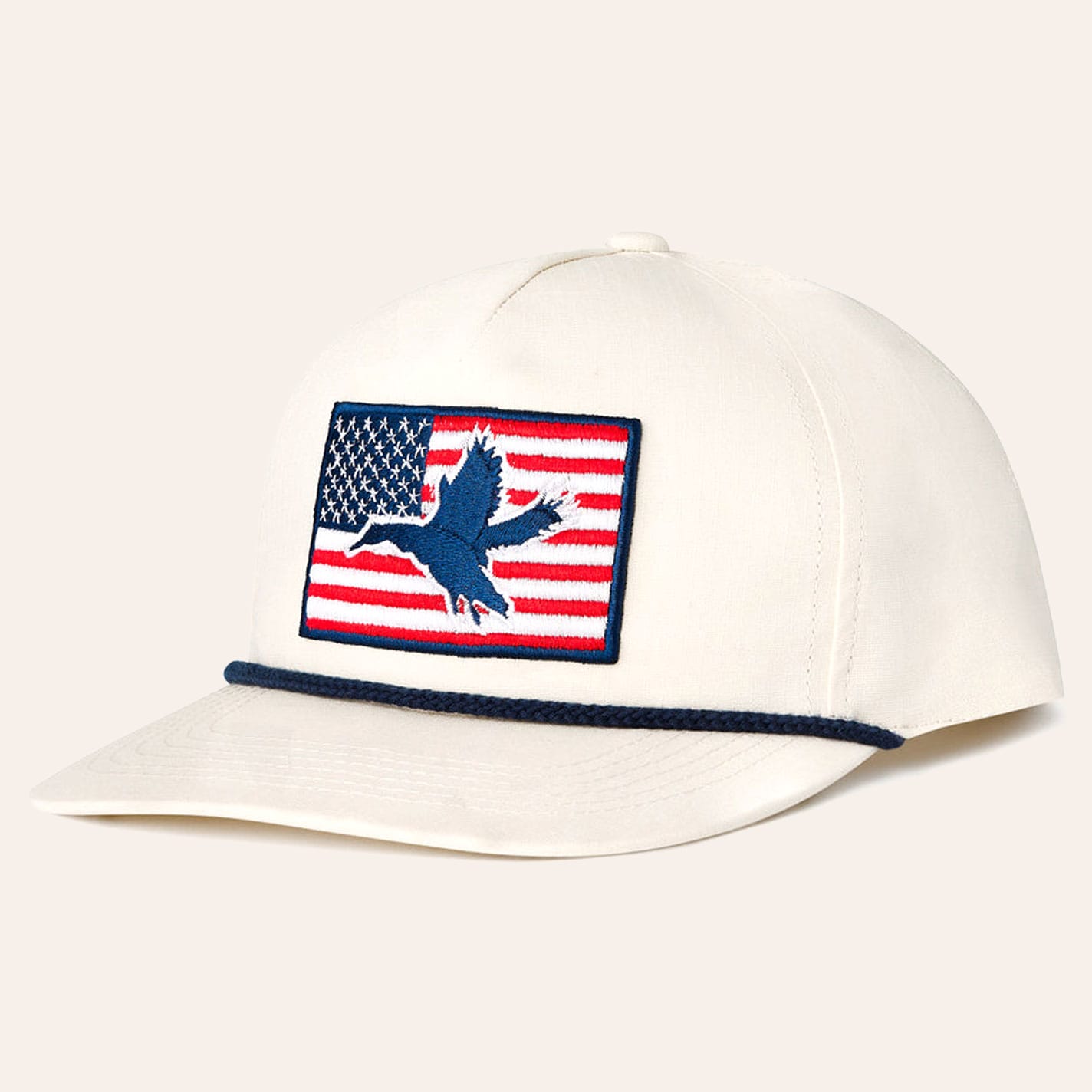 Burlebo White American Flag & Duck Curved Bill Cap