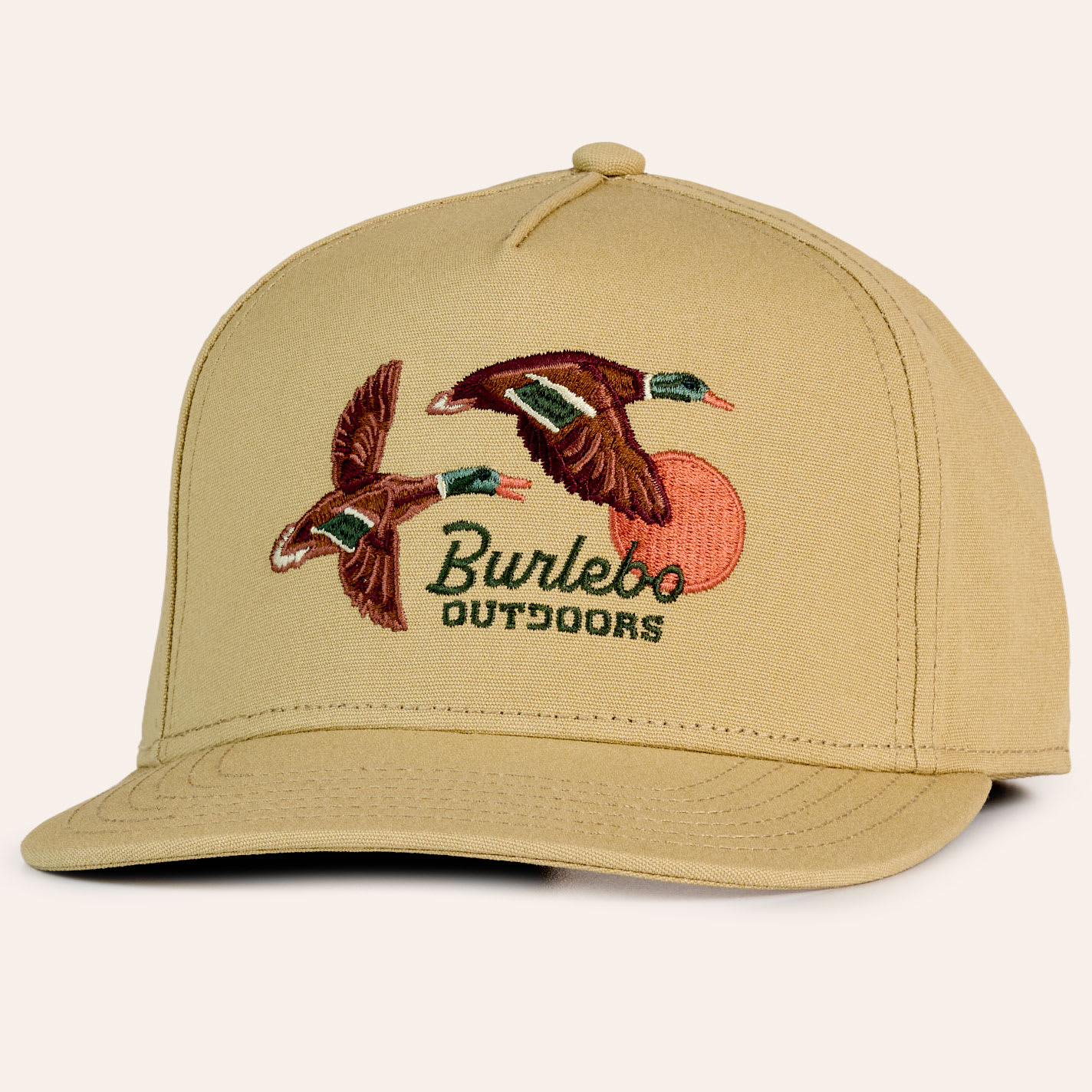 Burlebo Men's Tan Sunrise Duck Embroidered Curved Bill Cap In Brown