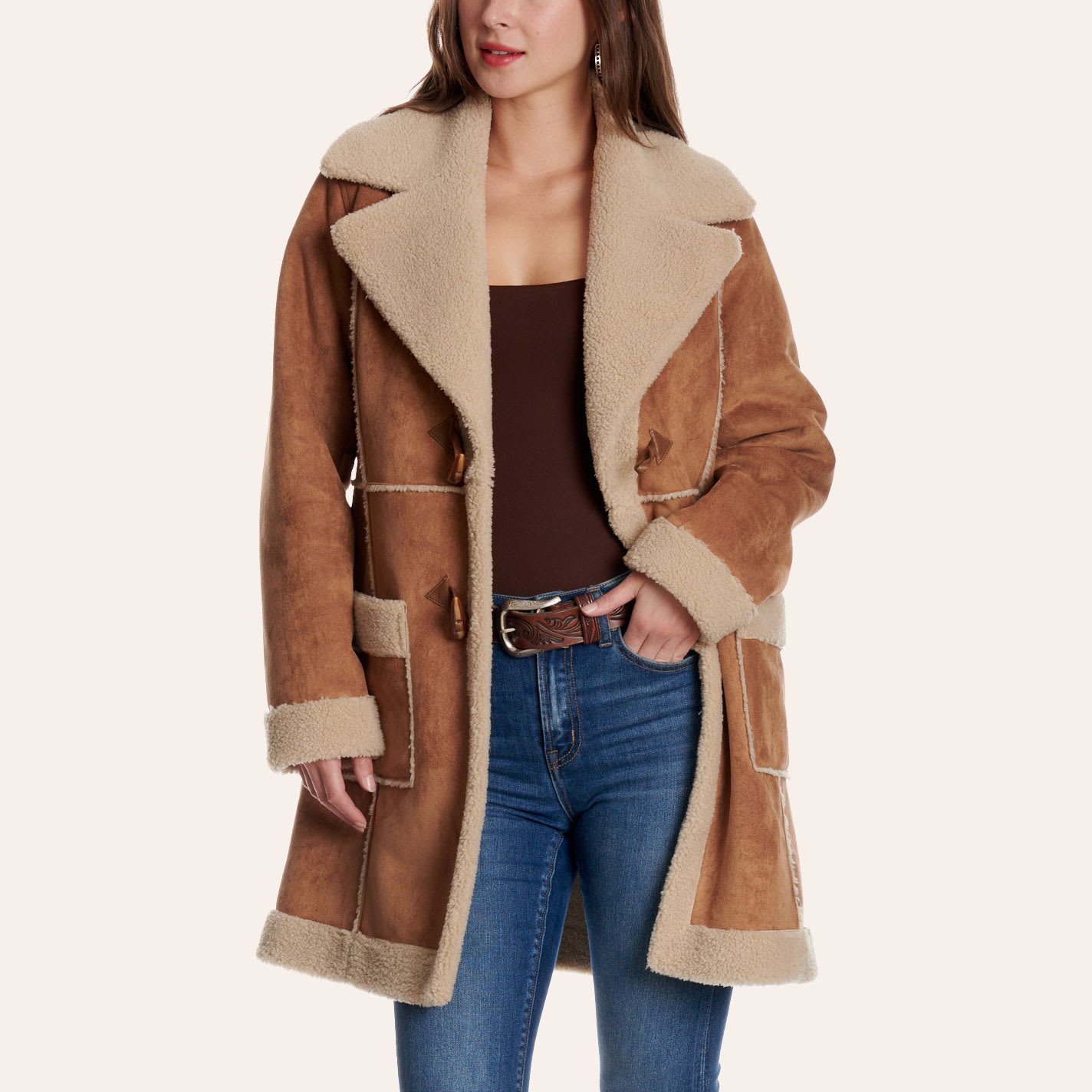 Panhandle Slim Women's Tan Berber Lined Microsuede Coat In Camel