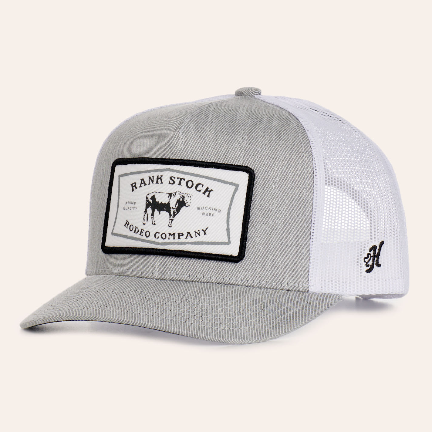 Hooey Gray & White Rank Stock Patch Curved Bill Cap