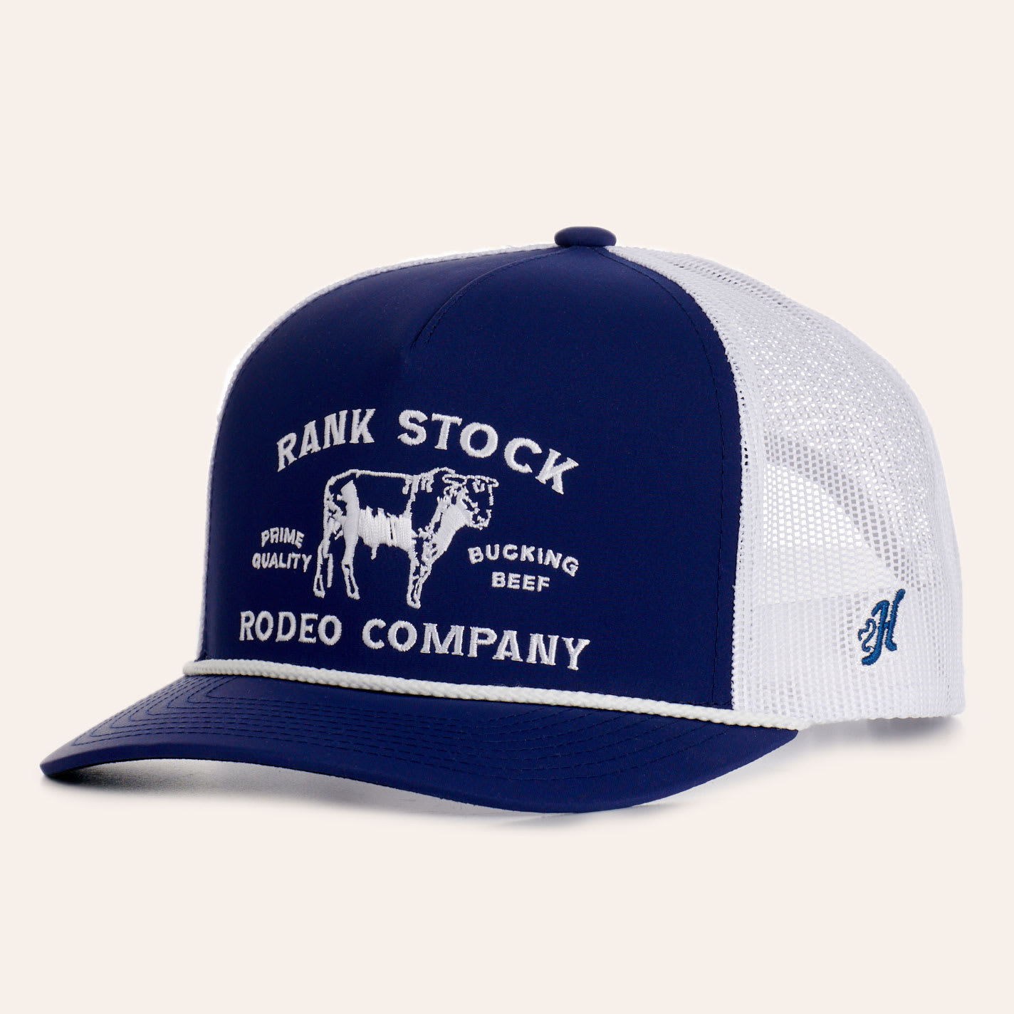 Hooey Rank Stock Navy & White Curved Bill Cap In Blue