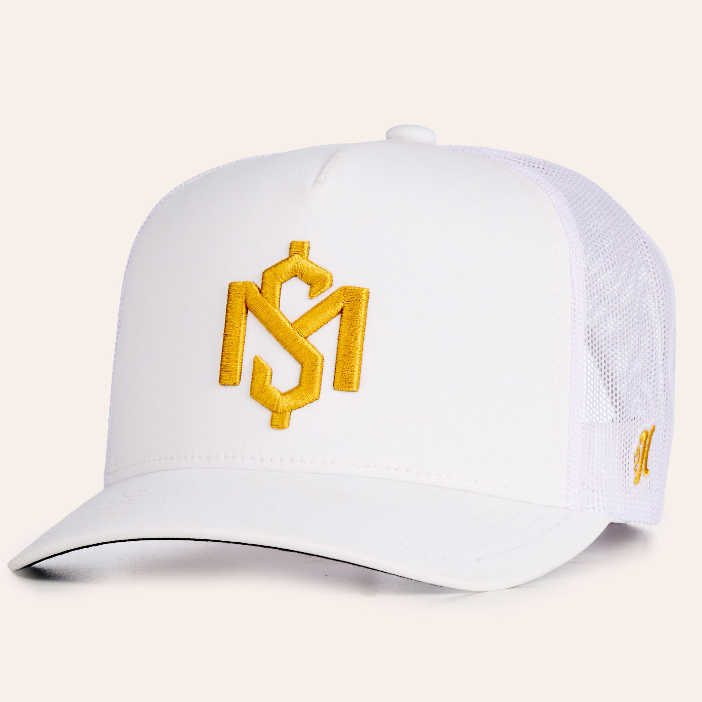 Hooey Shad Money Mayfield White & Gold Embroidered Logo Curved Bill Mesh Cap
