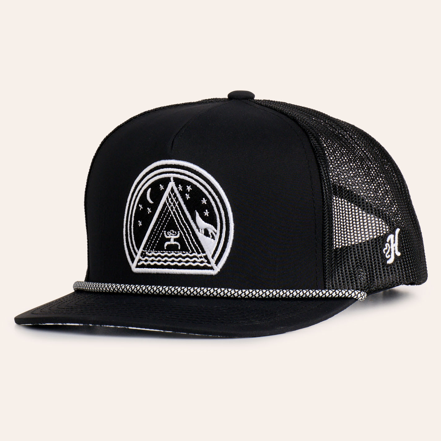 Hooey Black Music Patch Curved Bill Rope Trucker Cap