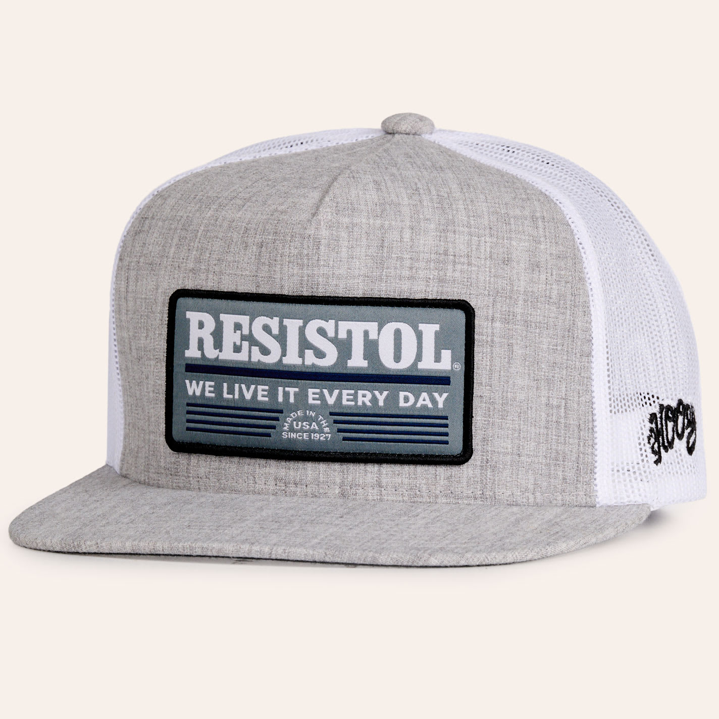 Hooey Gray & White Resistol Patch Curved Bill Trucker Cap