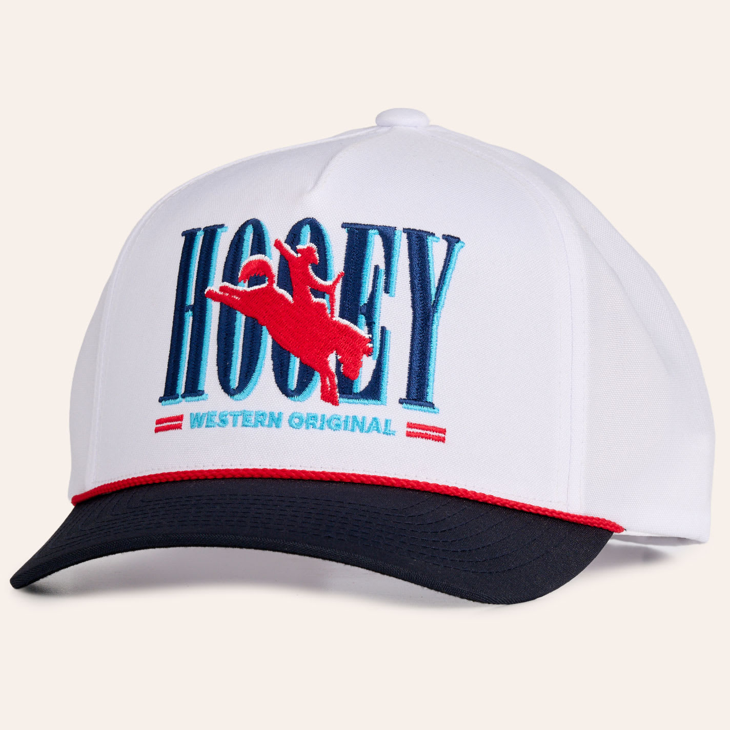 Hooey White & Navy Wild Ride Logo Embroidered Rope Curved Bill Cap