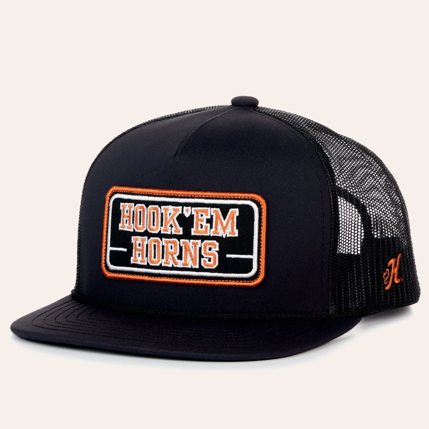 Hooey Collegiate Collection Black & Burnt Orange Ut Hooke 'em Horns Logo Cap