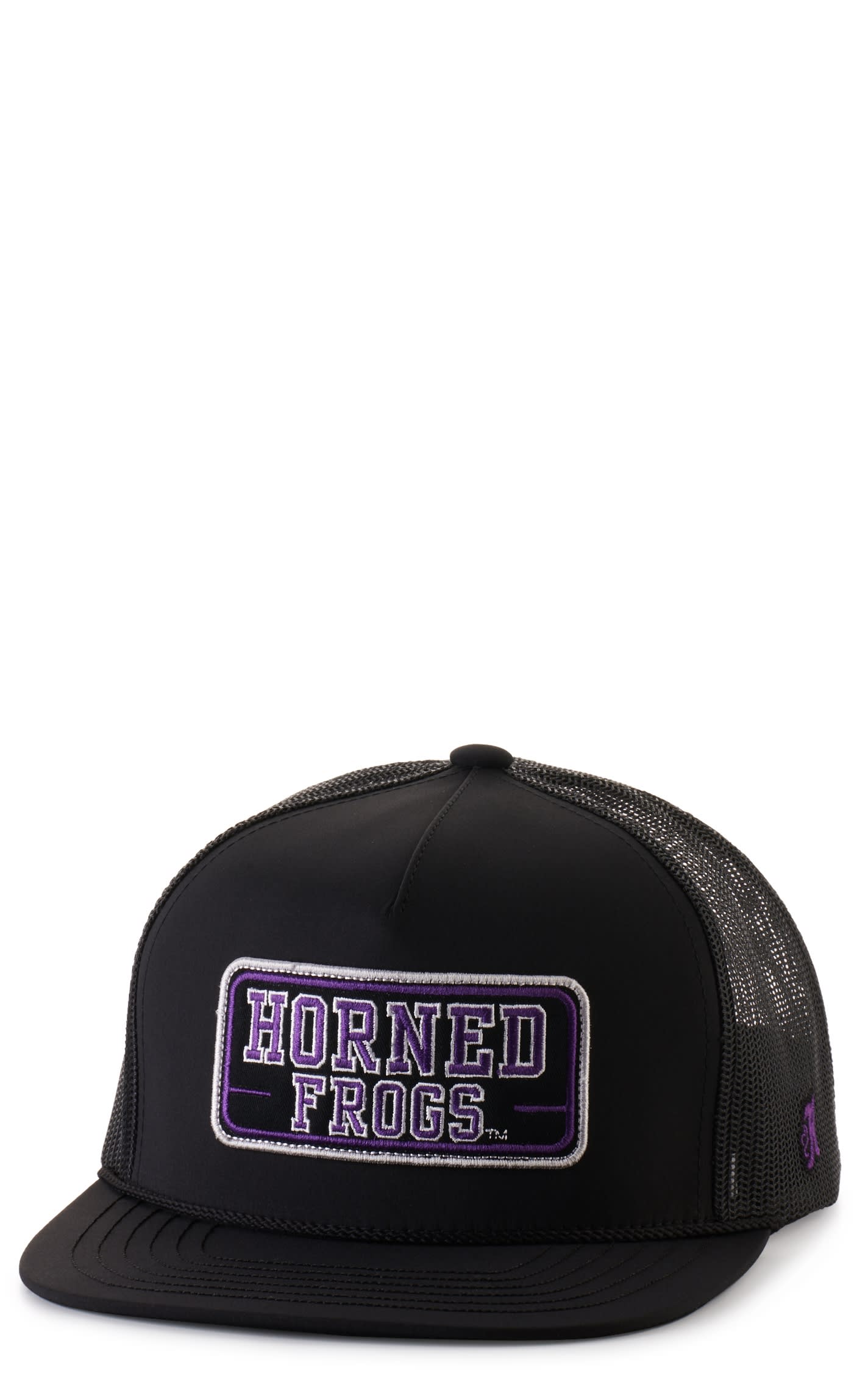Hooey Black Tcu Black With Purple Horned Frogs Embroidered Patch Cap