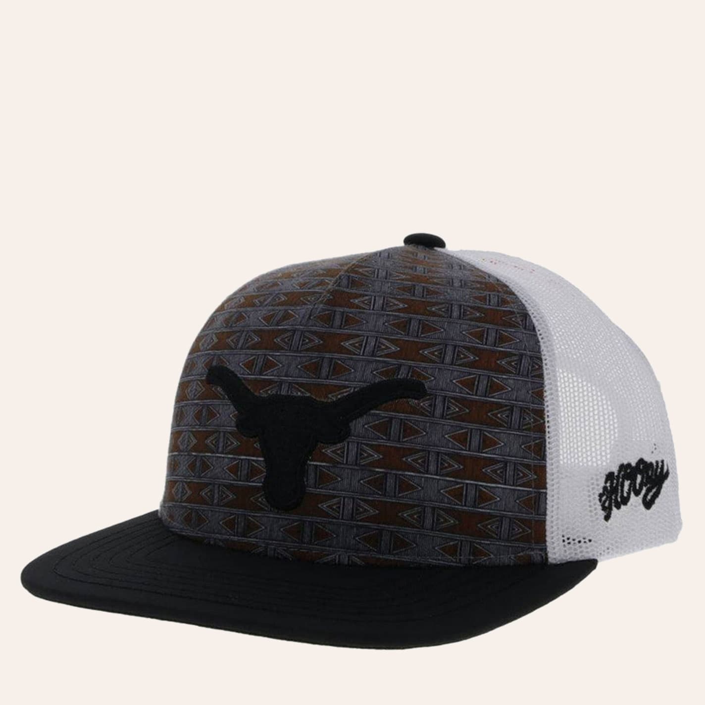 Hooey Collegiate Collection Men's Black & White Longhorn Logo Cap In Orange
