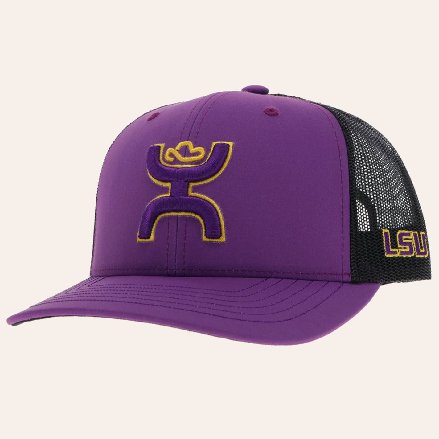 Hooey Collegiate Collection Purple & Black Lsu Hands Up Embroidered Logo Cap