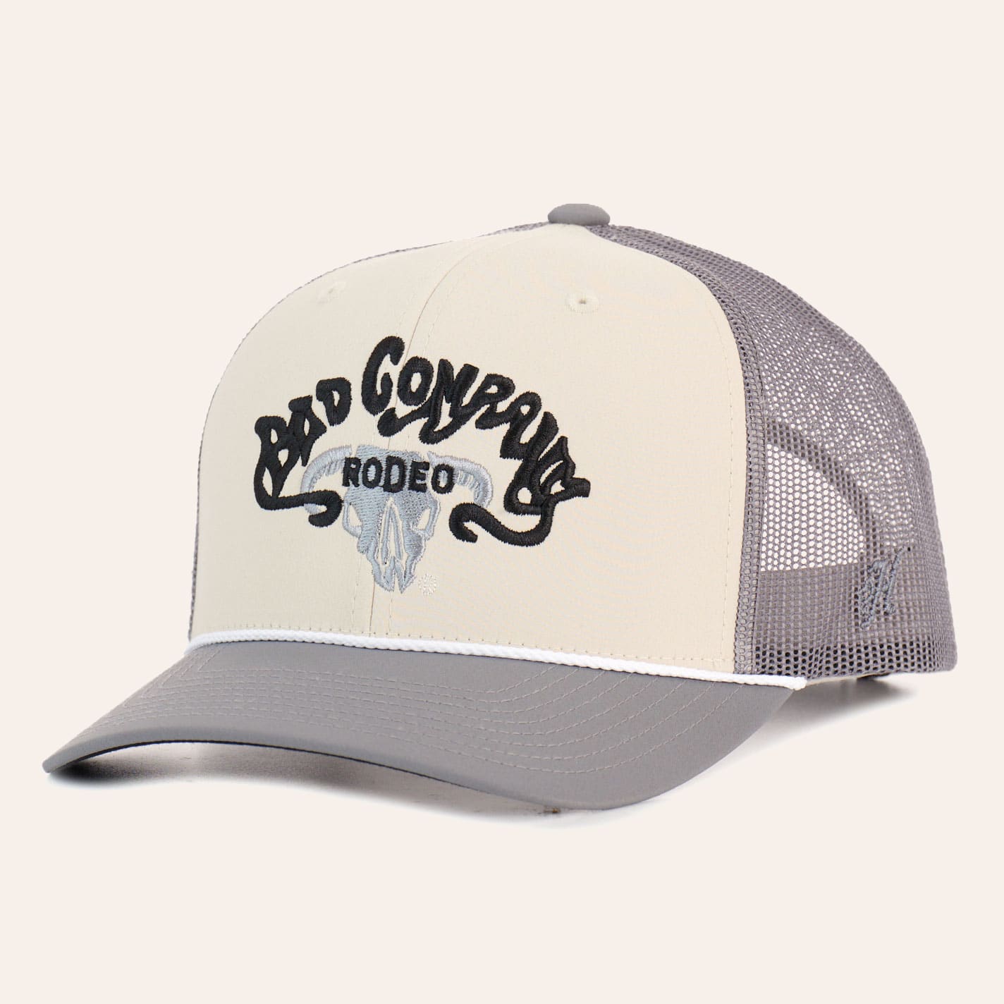 Hooey Men's Cream & Gray Embroidered Bad Company Logo Curved Bill Cap In White