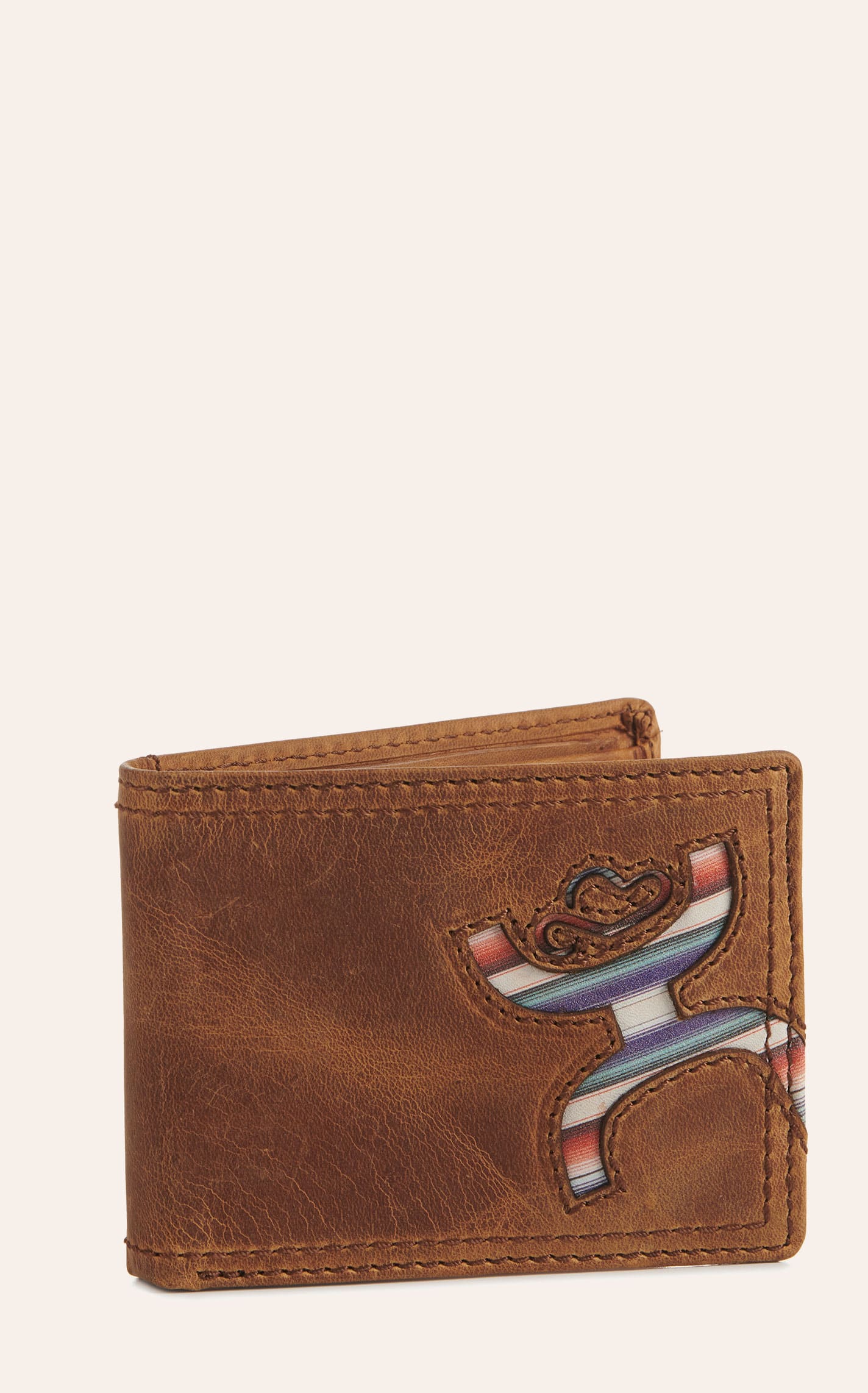 Hooey Men's Tan With Blue Serape Logo Bi-fold Wallet In Brown