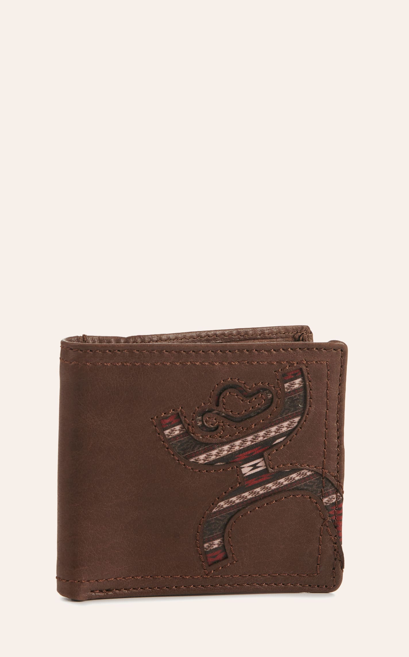 Hooey Men's Brown With Black And Red Serape Logo Bi-fold Wallet