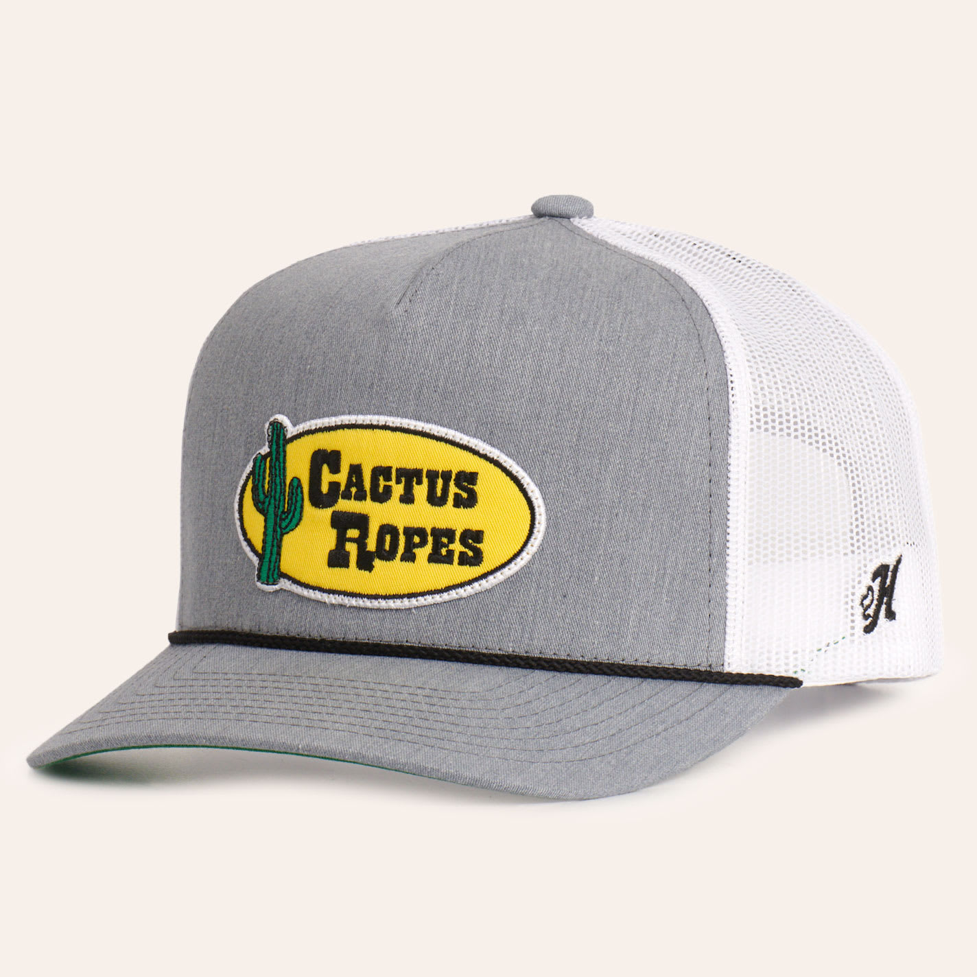 Hooey Men's Gray & White Old School Cactus Ropes Patch Cap