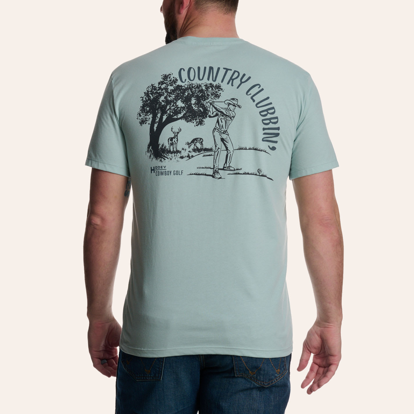 Hooey Men's Cloud Blue Cowboy Golf Country Clubbin' Graphic T-shirt In White
