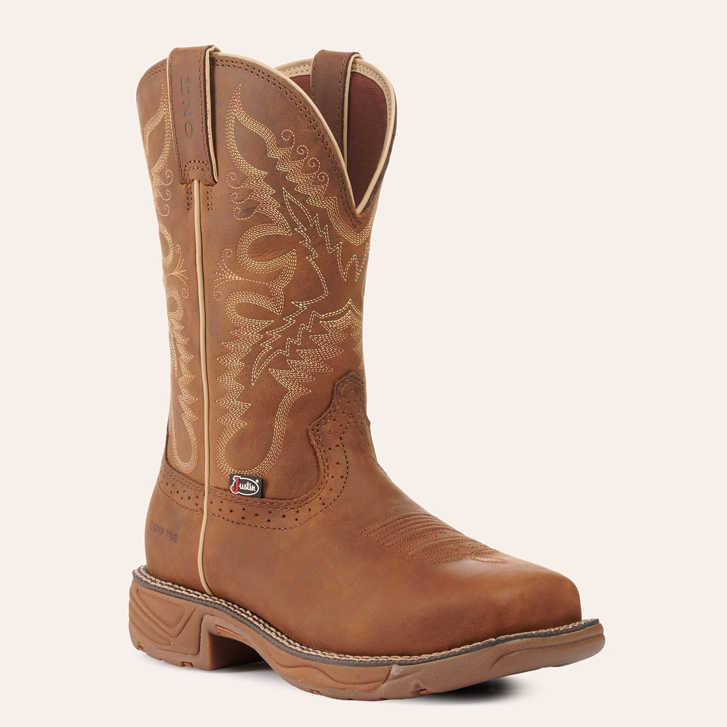 Justin Women's Stampede Rush Tan Waterproof Wide Square Composite Toe Work Boots In Brown