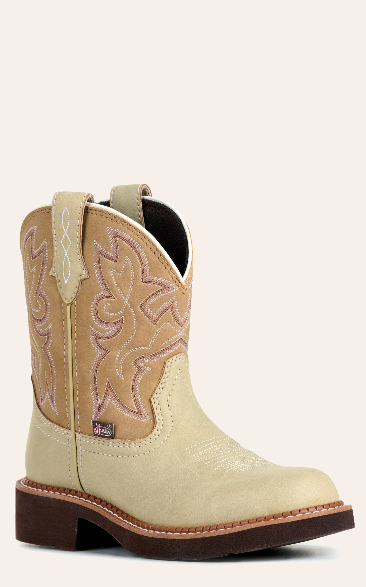 Justin Women's Sand & Tan Round Toe Cowboy Boots In Brown