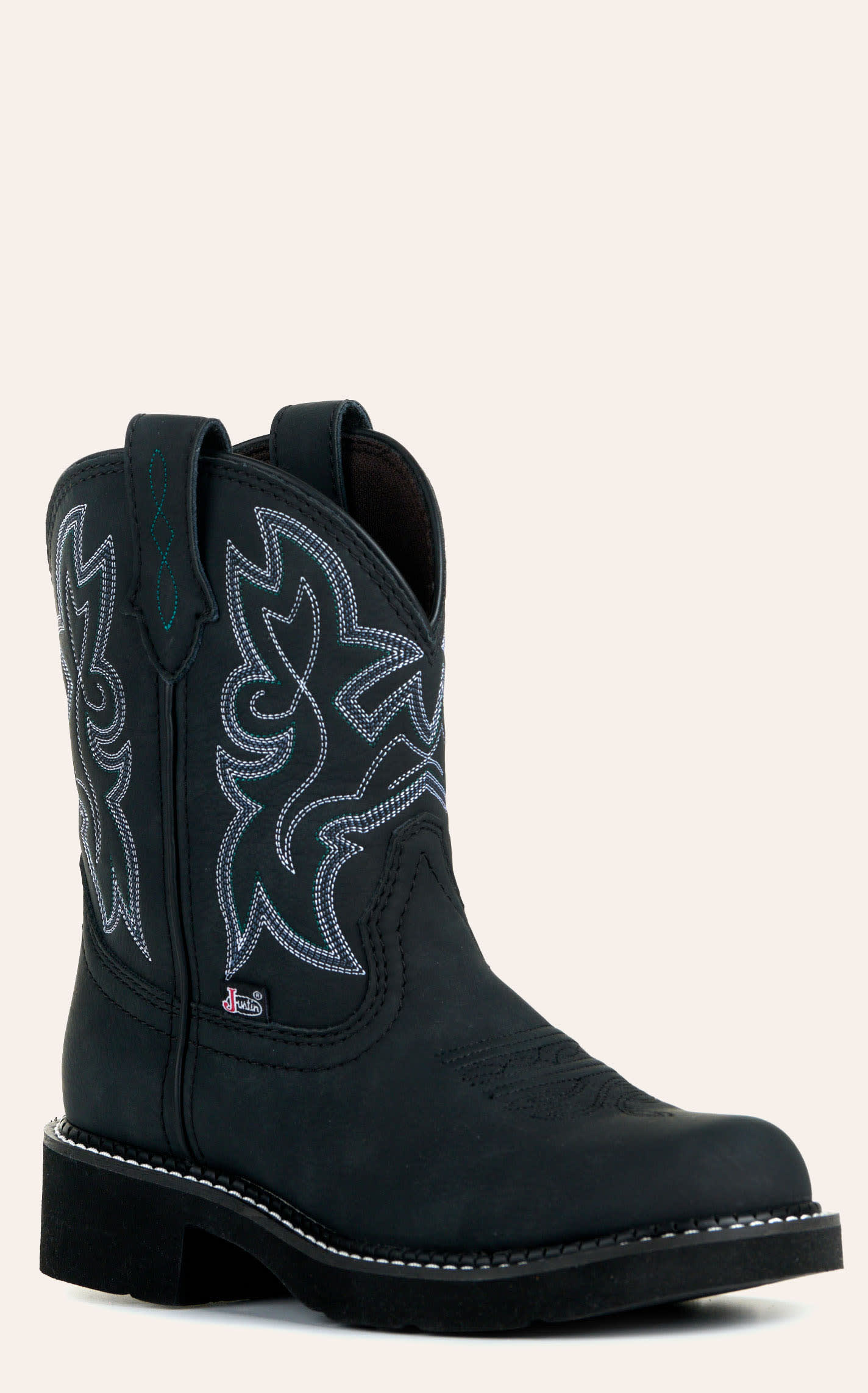 Justin Women's Black Round Toe Cowboy Boots In Multi