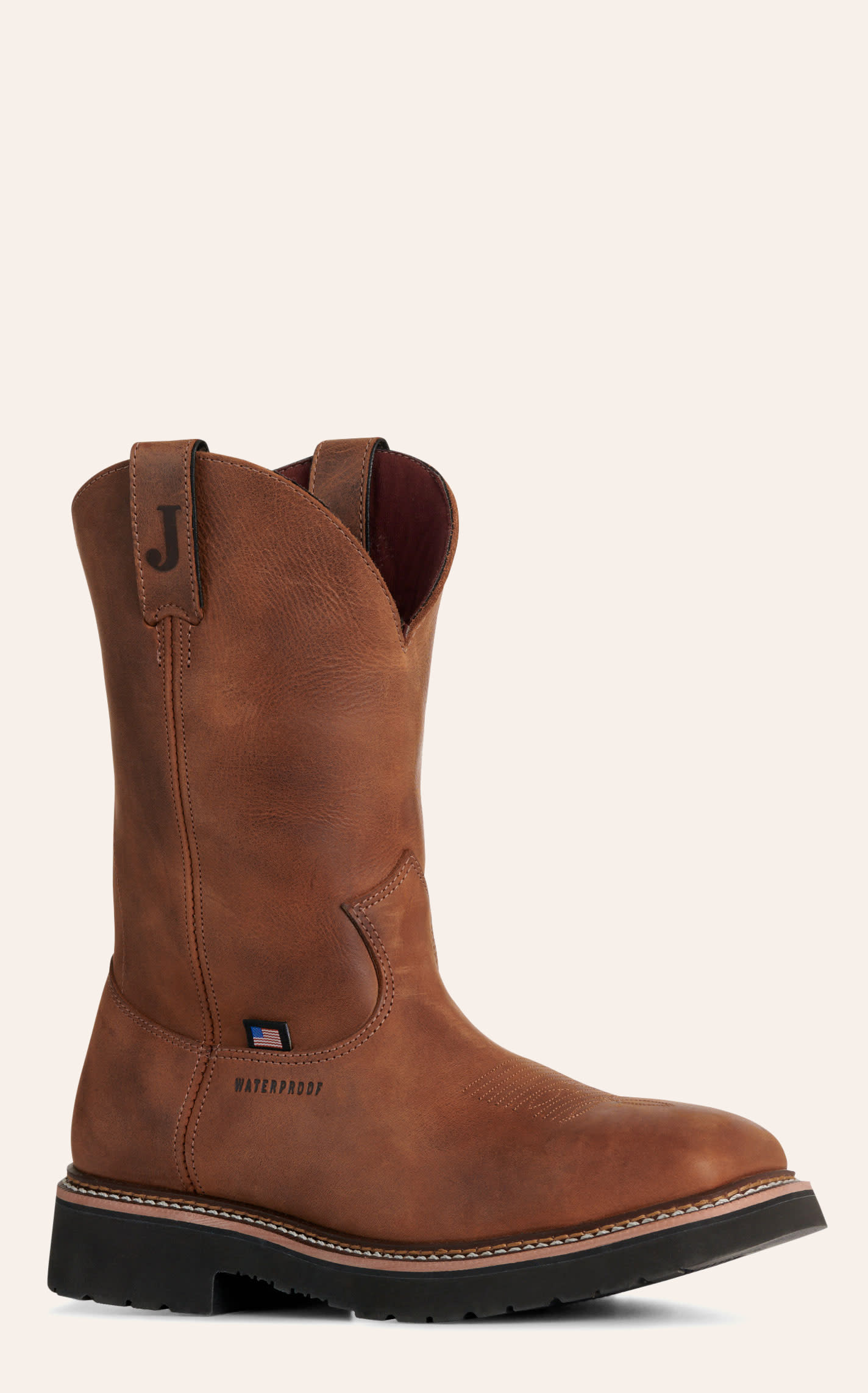 Justin Walnut Waterproof Wide Square Toe Work Boots In Multi
