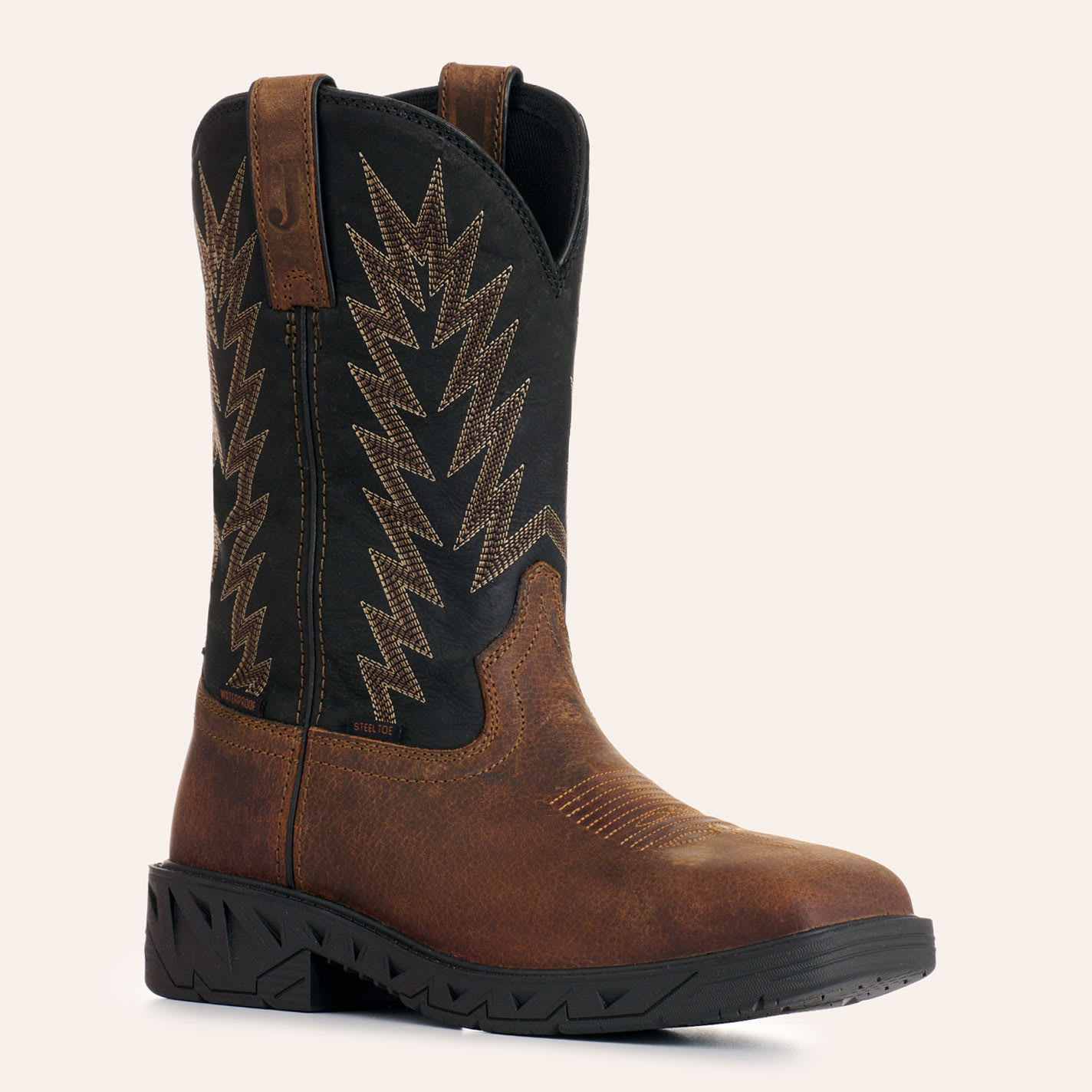 Justin Men's Prodigy Brown & Black Waterproof Wide Square Steel Toe Work Boots In Multi