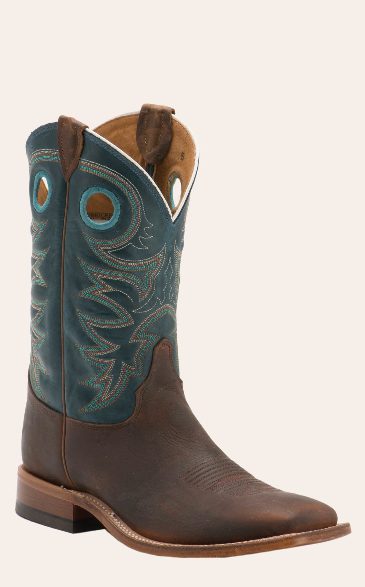 Justin Men's Bent Rail Austin Copper And Teal Wide Square Toe Cowboy Boots In Multi