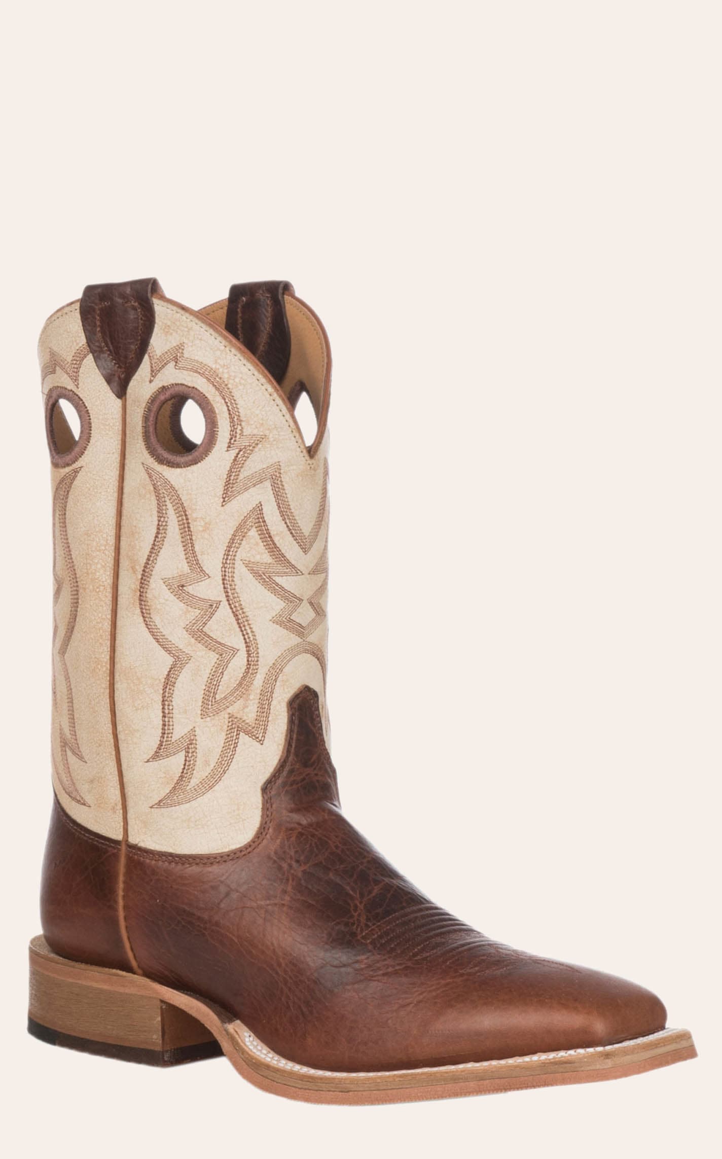 Justin Men's Bent Rail Performance Caddo Brown Cognac And Desert Bone Wide Square Toe Cowboy Boot In Multi