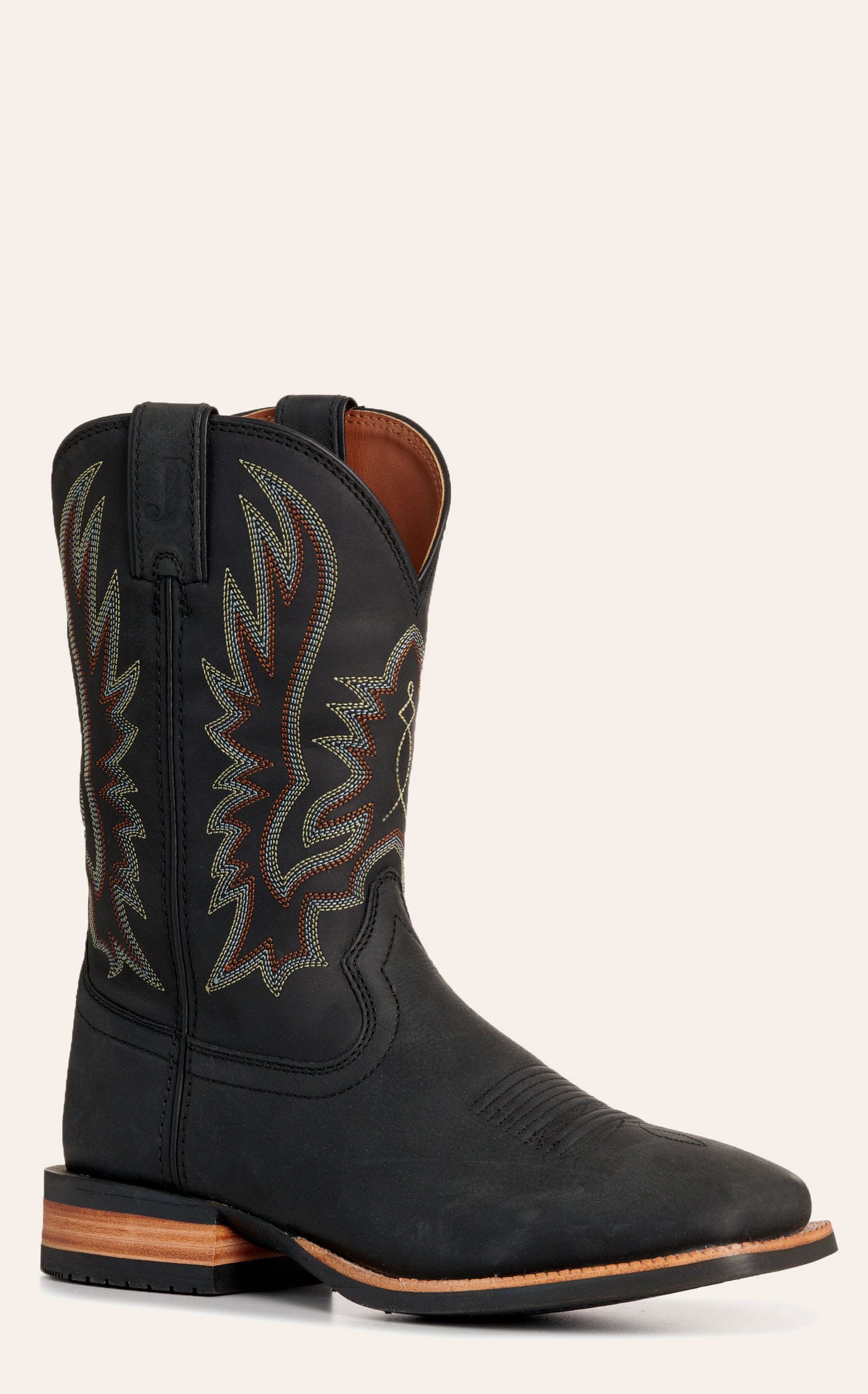 Justin Men's Outlaw Black Wide Square Toe Cowboy Boots
