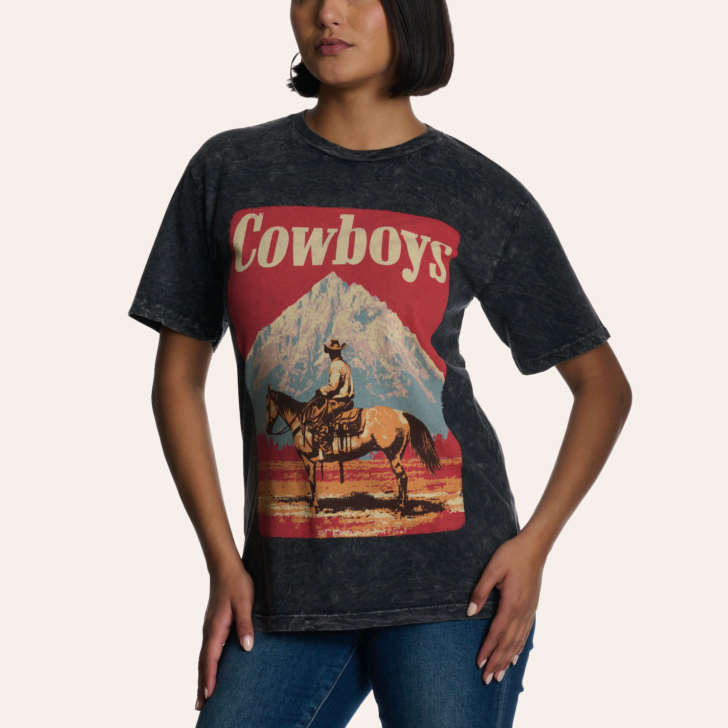 Lotus Fashion Women's Cowboys Vintage Black Graphic T-Shirt - XL - From Cavender's