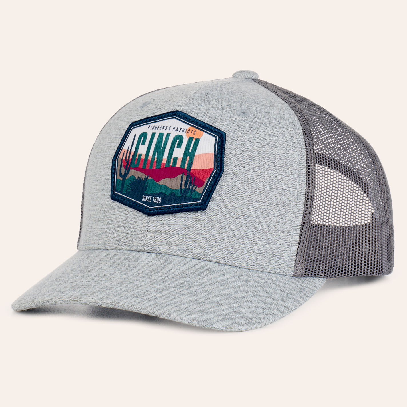 Cinch Gray Pioneers & Patriots Patch Curved Bill Trucker Cap