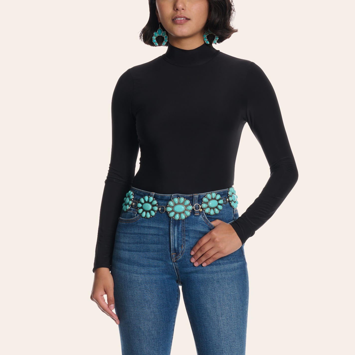 Moa Moa Women's Black Mock Neck Bodysuit