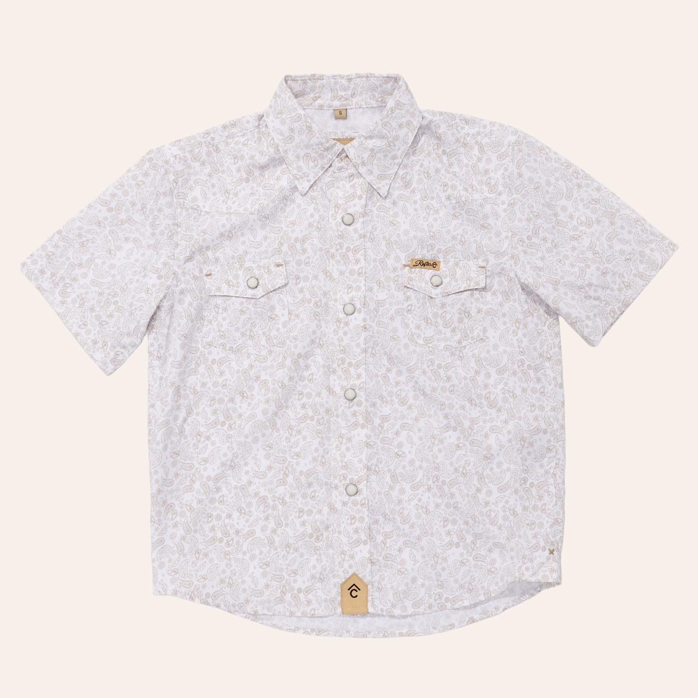 Rafter C Outdoors Boys' White Paisley Print Pearl Snap Western Shirt