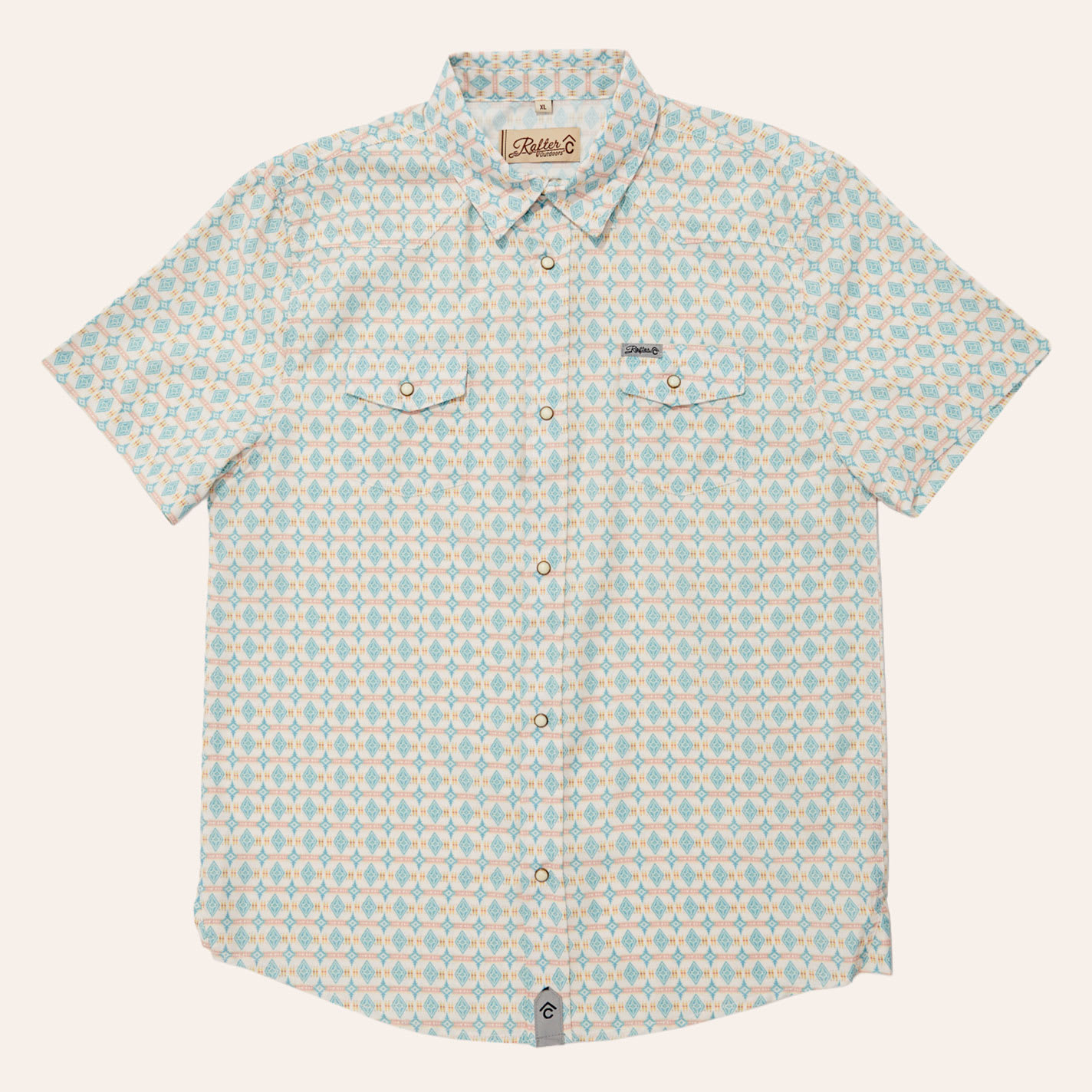 Rafter C Outdoors Boys' Blue Geo Print Pearl Snap Western Shirt