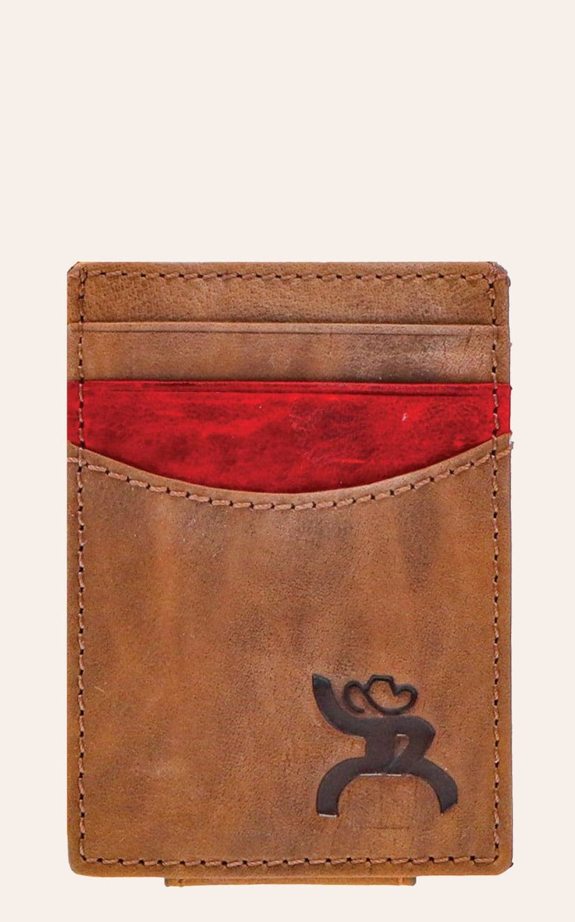 Hooey Men's Chocolate & Red Card Slot Money Clip In Brown