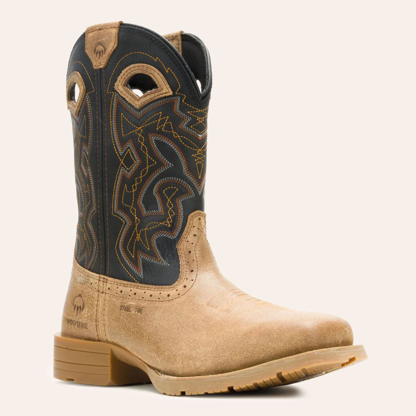 Wolverine Men's Wheatland Pull-on Wellington Black Wide Square Steel Toe Work Boots In Tan
