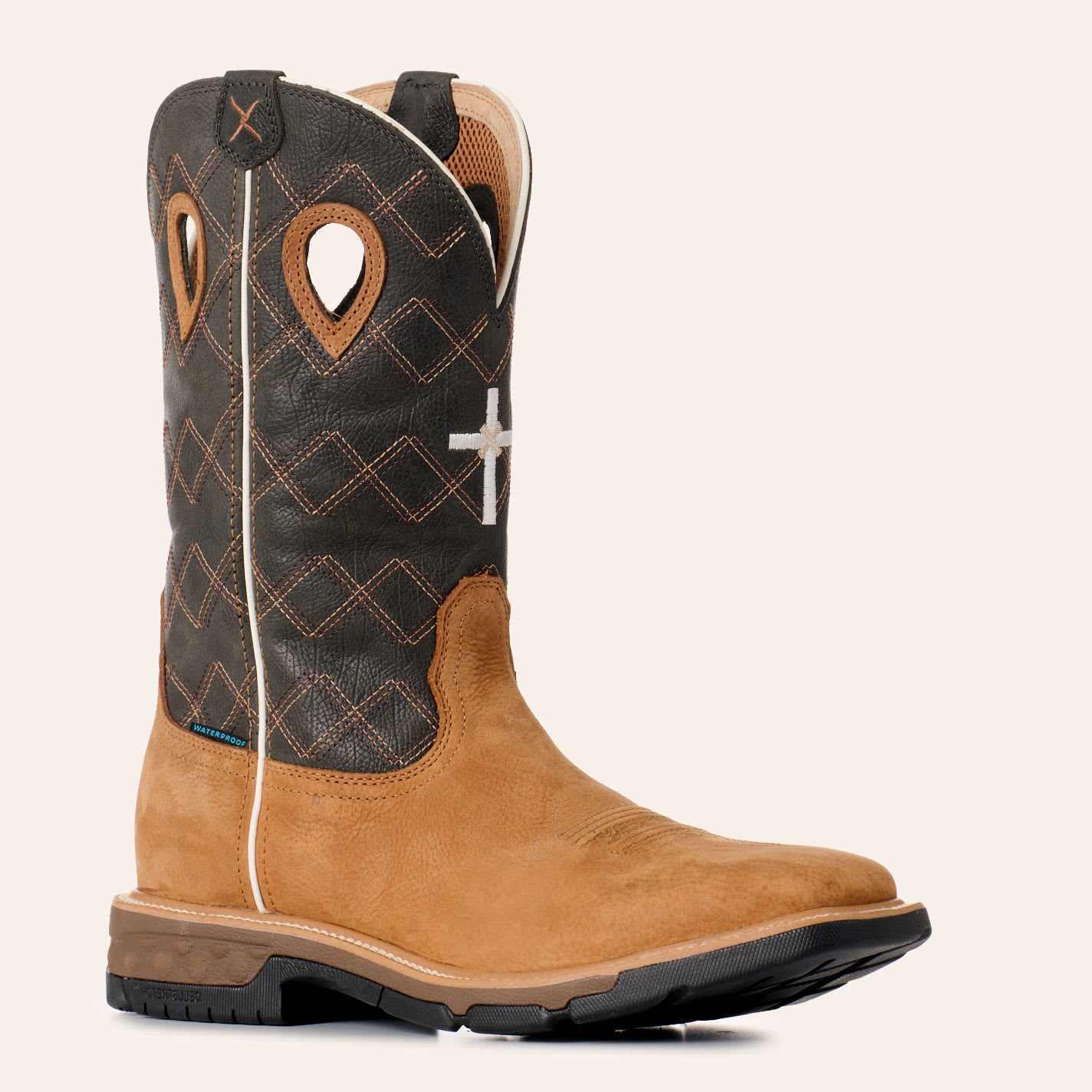 Twisted X Men's Clay & Pewter Waterproof Wide Square Toe Work Boots In Brown