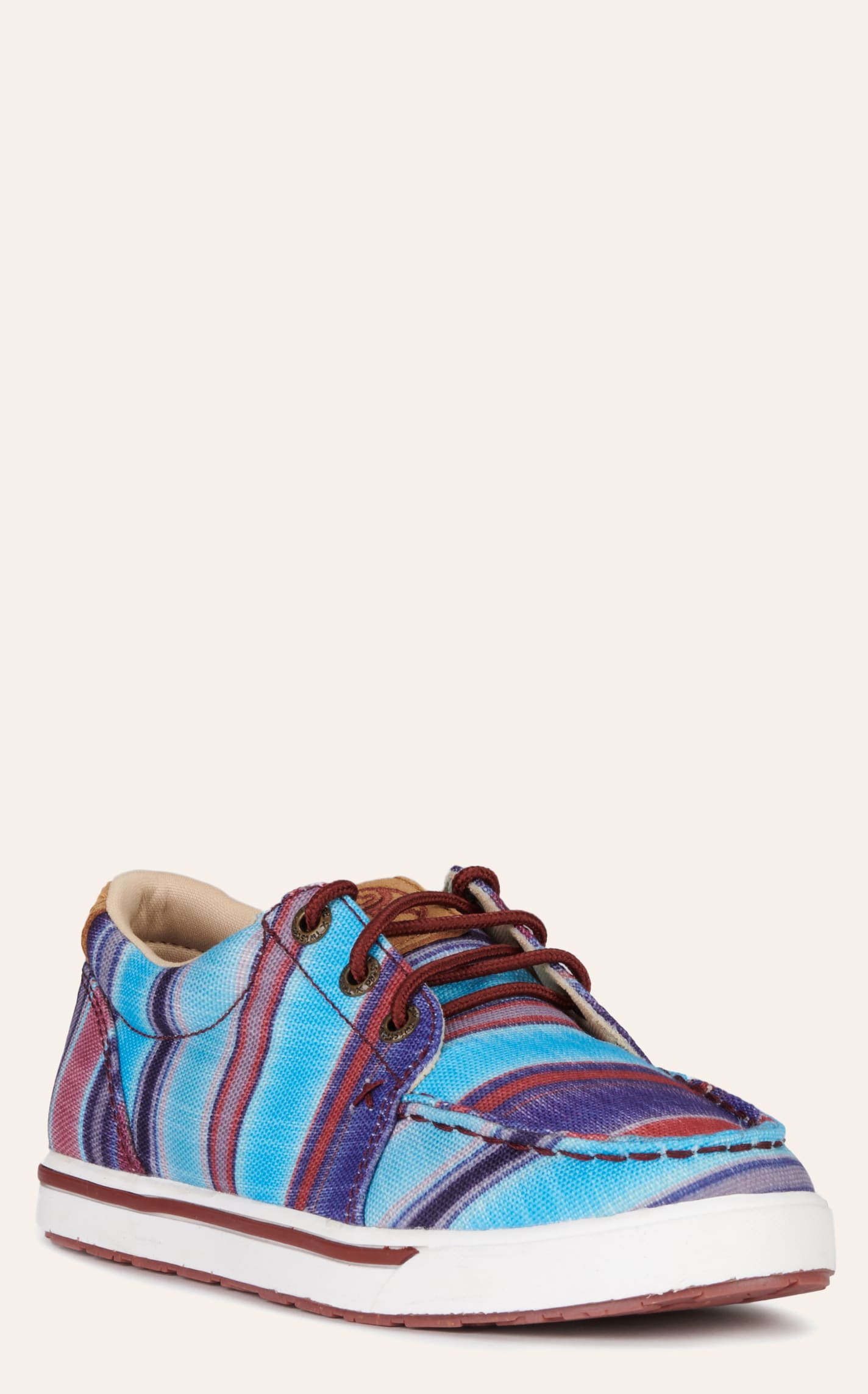 Twisted X Youth Hooey Loper Turquoise Serape Canvas Lace Up Sneakers Casual Shoe In Blue