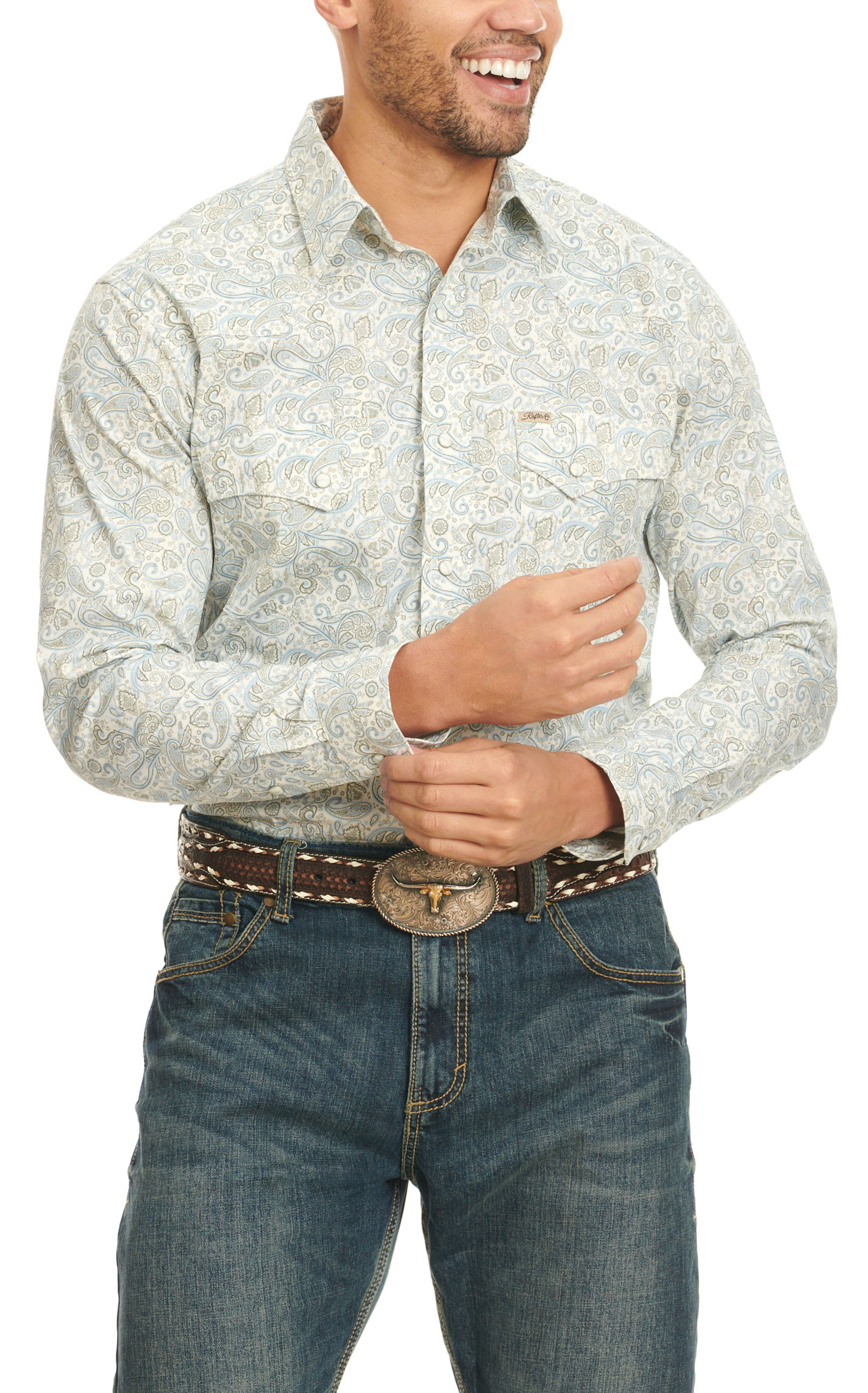 Wrangler Men s White Painted Desert Long Sleeve Western Shirt