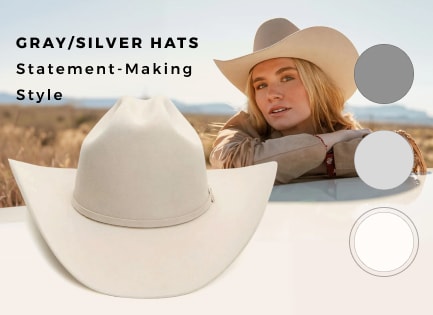 Shop gray, silver, and white hats at Cavender's